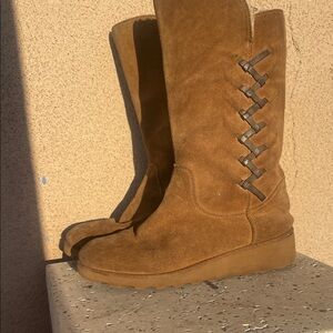 BearPaw Women's Tall Suede Boots in Chestnut Brown